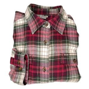 Carhartt Red and Gray Flannel Plaid Button Down Shirt Youth Size Large 12-14